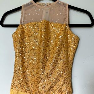 Revolution Sequined Yellow Gold Leotard with Shorts